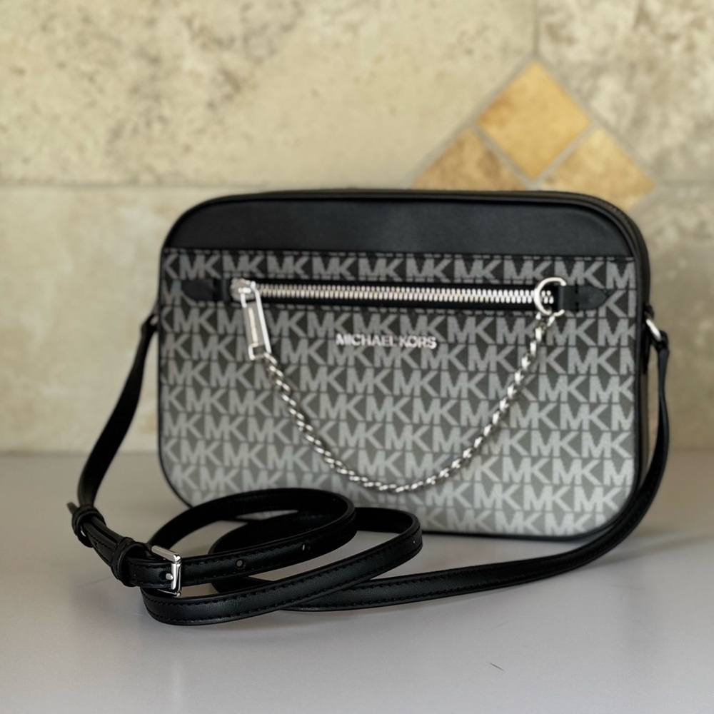 Michael Kors Jet Set Ombré MK Grey Black Crossbody Bag